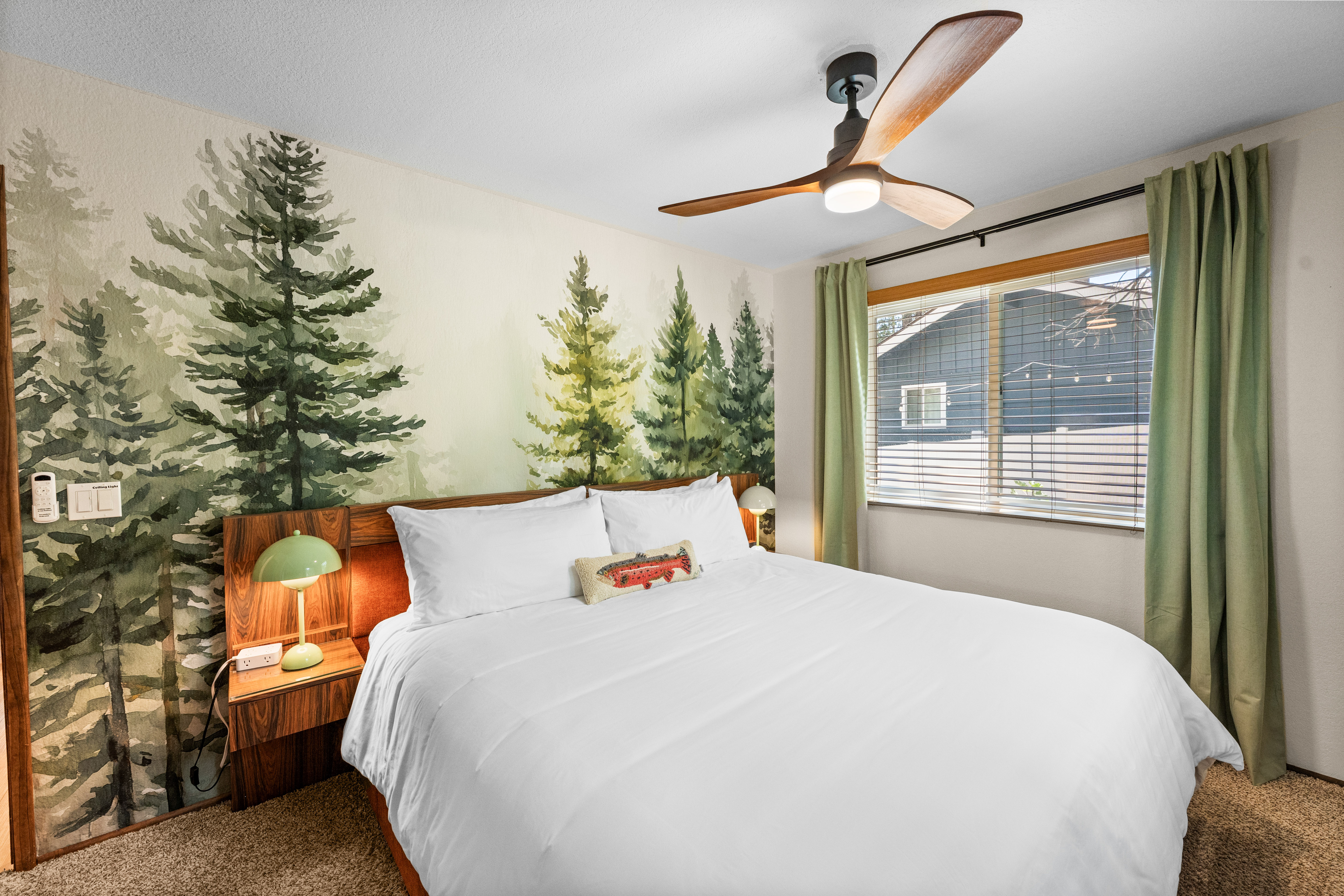 Second king bedroom with forest mural